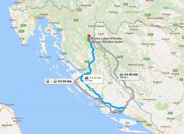 Getting from Split to Plitvice